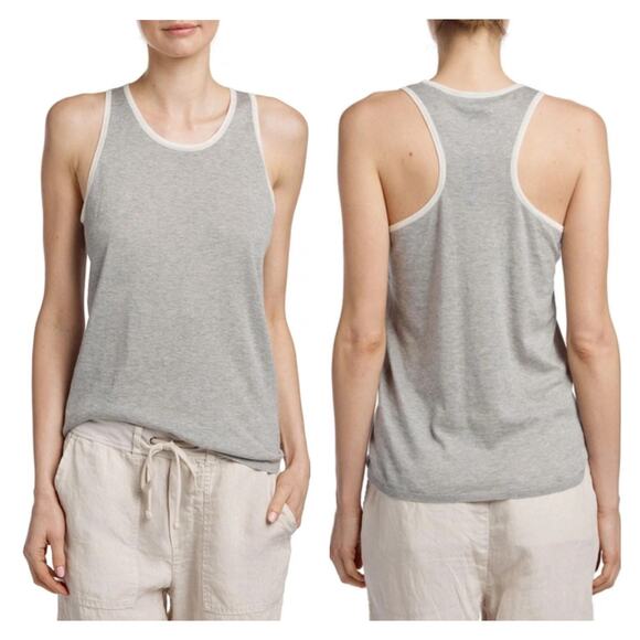 James Perse Tops - JAMES PERSE Cashmere Racerback Tank Top Womens Medium Heather Gray Cream Sweater